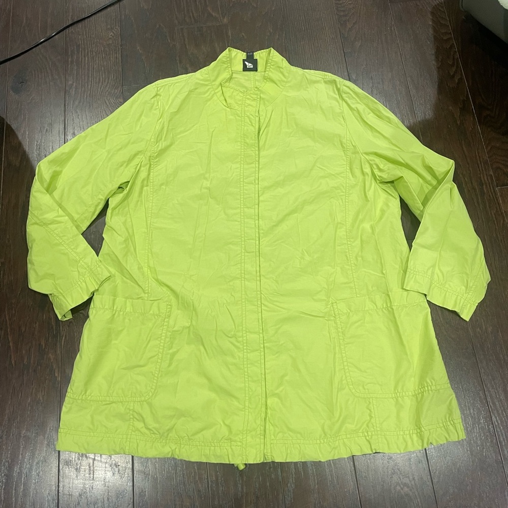 Eileen Fisher lightweight Jacket Cotton blend  
Lime Green women Size X-Large